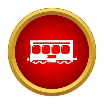 Train passenger wagon icon in red circle イラスト素材