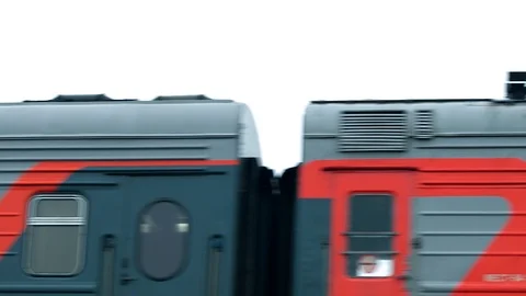 The train with passengers in the carriages sped past the camera Stock Footage 102682988