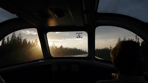 Train Passengers enjoy the Sunset from the Observation Car Stock Footage 92653343