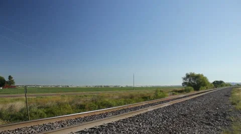 Train passes by 2 Stock Footage 12136428