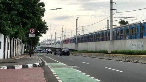 The train passes in the afternoon Stock Footage 171147555