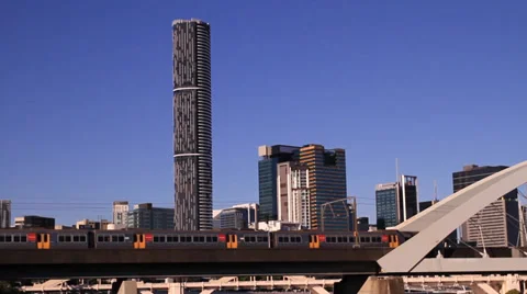 Train passes by City Stock Footage 39886738