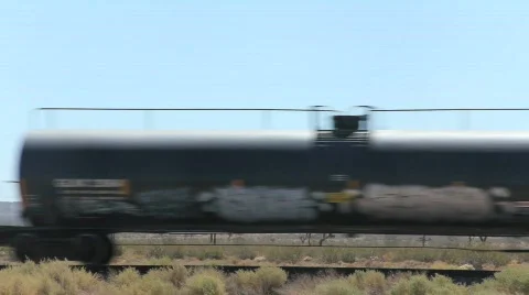 Train Passes by in Desert Stock Footage 865975