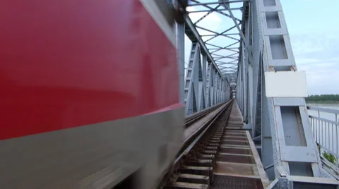 The train passes over the railway bridge Video stock 40741005