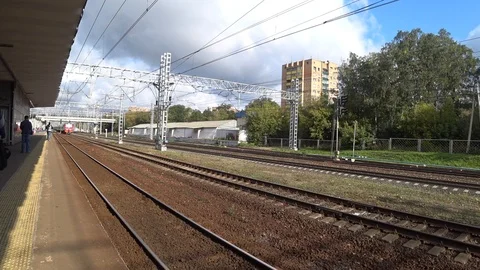 The train passes the station Khimki Stock Footage 115054206