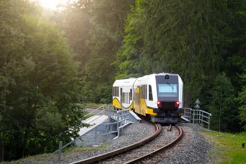 The train passes through the forest, train travel Stock Photos