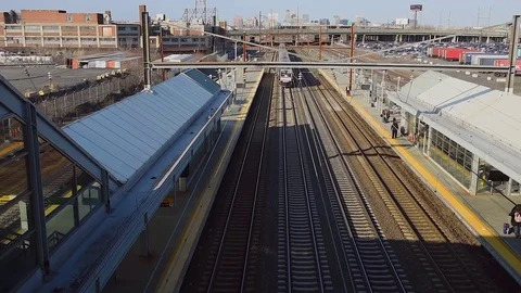 Train Passes Through Newark International Airport Train Station Stock Footage 74700600