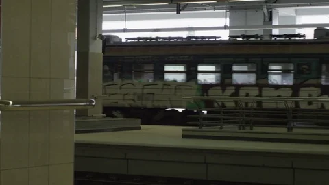 Train passing 3k slow motion 스톡 동영상 74076149