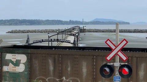 Train passing and ocean Stock Footage 106978164