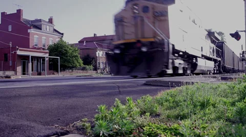 Train Passing By Caboose Stock Footage 35336059