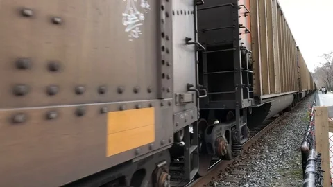 Train passing by Close to camera Stock Footage 106978356