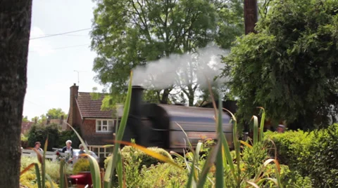Train Passing From Crossing With Carriages From Station Stock Footage 34461812