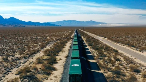 Train Passing By in the Desert Stock Footage 127011403