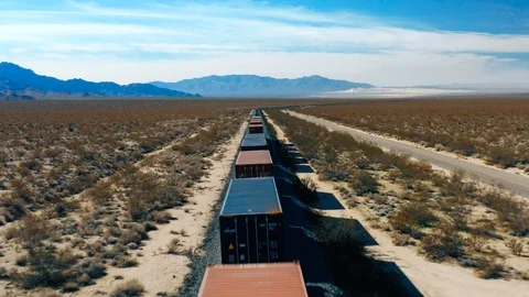 Train Passing By in the Desert Stock Footage 127011607