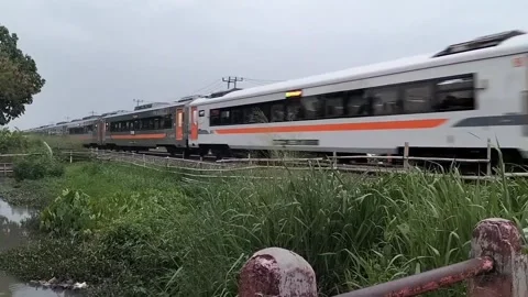 Train passing by Stock Footage 283057904
