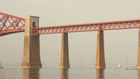 Train passing on the Forth bridge Stock Footage 10895908