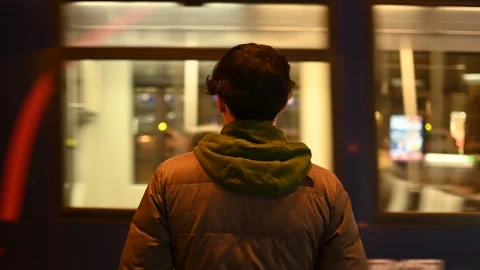 Train passing in front of a person Stock Footage 266803885