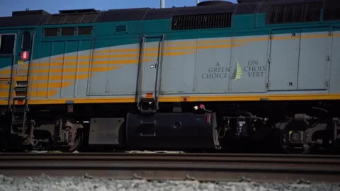 Train passing by the Humber River Bridge Stock Footage 133849790