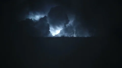 Train Passing in a Lightning Storm Stock Footage 86623002