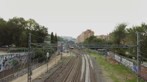 Train passing by in madrid Video stock 116316699