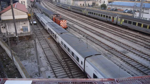Train passing by near Lisbon train station 動画素材 69008953