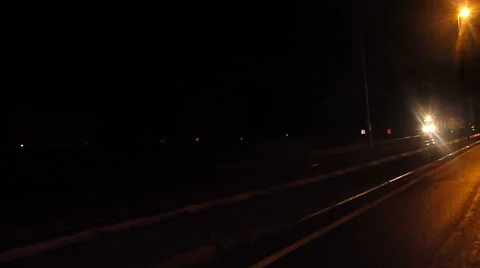 Train Passing By At Night Stock Footage 58944904