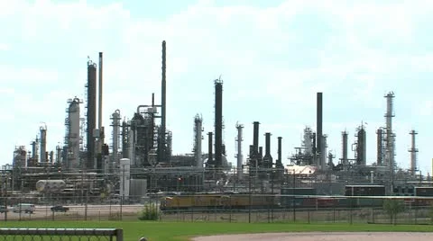 Train Passing by Oil Refinery 動画素材 11115775