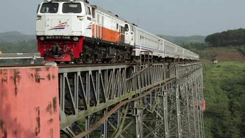 Train passing over the bridge Video stock 74911204