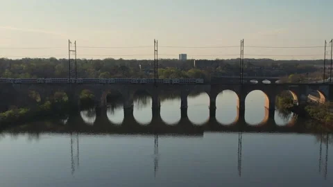 Train Passing by Over Bridge Stock Footage 183048438