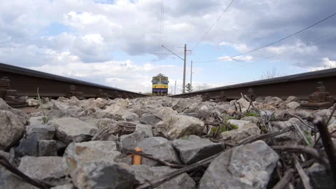 Train passing over the camera Stock Footage 240793886
