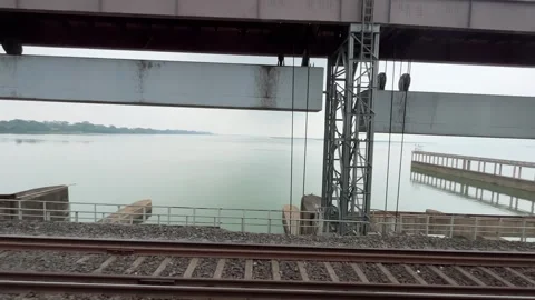 The train is passing over Farakka. Stock Footage 313453779
