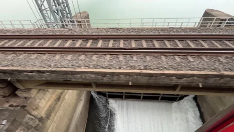 The train is passing over Farakka. Stock Footage 313454372