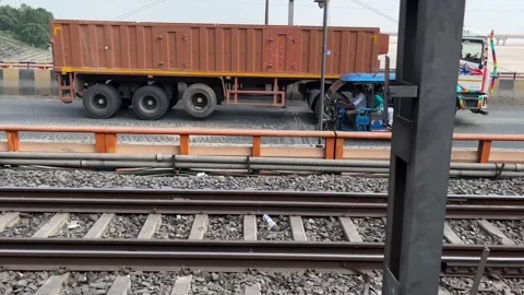 The train is passing over Farakka. Stock Footage 313454434