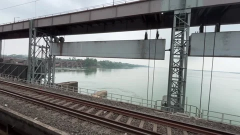The train is passing over Farakka. Stock Footage 313456283
