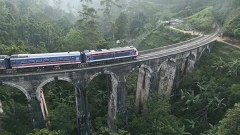 Train passing over Nine Arch bridge in Sri Lanka Video stock 244352623