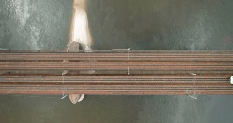 Train passing over the river Stock Footage 100342250