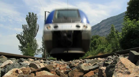 Train passing overhead in summer 스톡 동영상 24825656