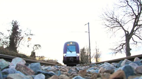 Train passing overhead in winter Stock Footage 24825645