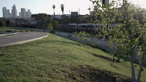 Train passing by at the park. 動画素材 177697647