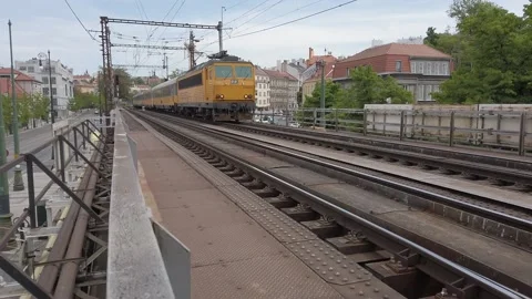 Train passing in Prague Stock Footage 155449158