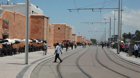 Train passing by in Rabat, Morocco Stock Footage 24166049