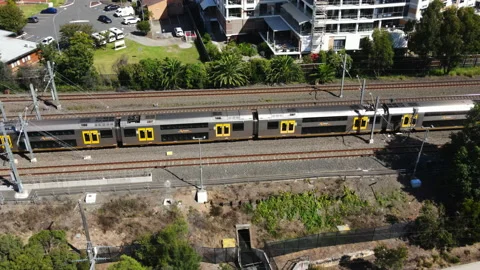 Train passing on rail track in Australia. transportation video. Video stock 222905671