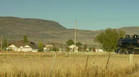 Train passing on railroad Stock Footage 55315341
