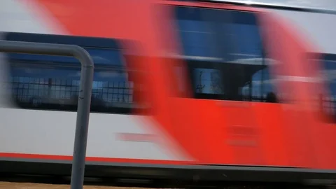 A train passing by the railway station Video stock 75752250