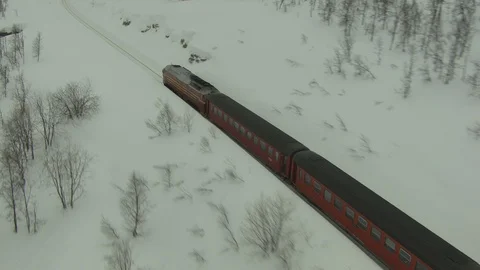 Train passing on the Salt mountain in Norway Stock Footage 87739447