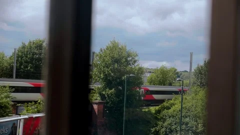 Train passing in slow motion Stock Footage 91283888
