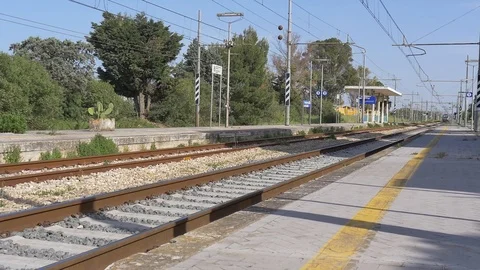 Train is Passing from the Station Stock Footage 92960620