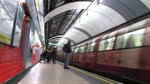 Train passing though the station Stock Footage 45406261