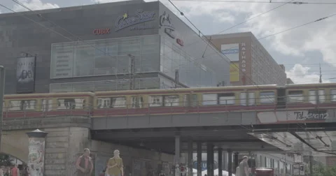 Train passing through Alexanderplatz - Berlin, Germany - 4K Stock Footage 68497584