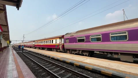 Train Passing Through Ayutthaya Thailand Station Video stock 345831087